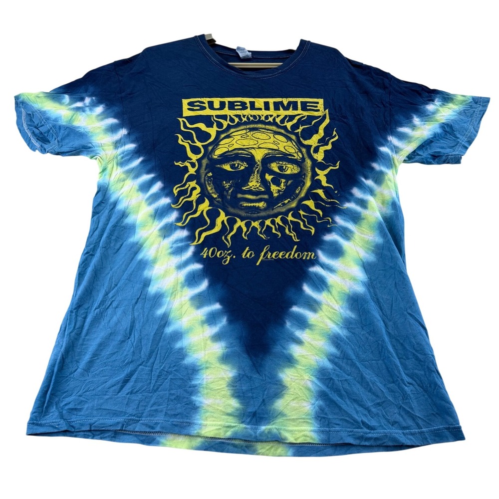 M&O Sublime T-Shirt Mens L Blue 40oz to Freedom Sun Tie Dye Vintage Graphic Tee